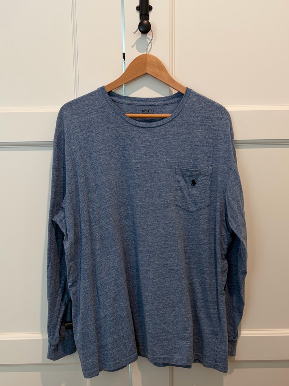 Polo Ralph Lauren Heathered Blue Long Sleeve Pocket Tee Men’s XL